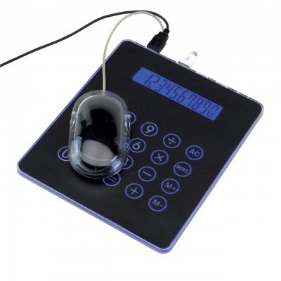 MOUSE PAD CON LUZ "TECK" CÓDIGO: EC651 20,8 x 1,2 x 18 cm Plástico. Con 3 puertos USB. Calculadora integrada. Incluye cable USB (aprox. 110 cm).