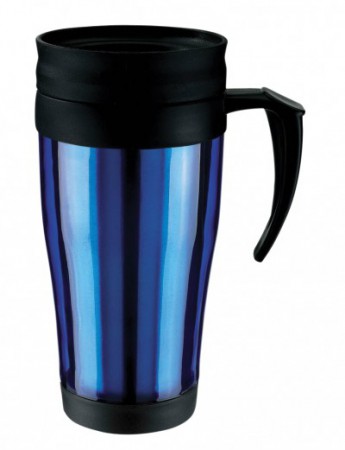 JARRO TÉRMICO PLÁSTICO-FROZEN CON TAPA Código: T22 Ø 8 x 17 cm (las medidas no incluyen el mango) Interior y exterior plástico. Capacidad 400 ml. Con mango plástico. Rojo - Plomo - Azul