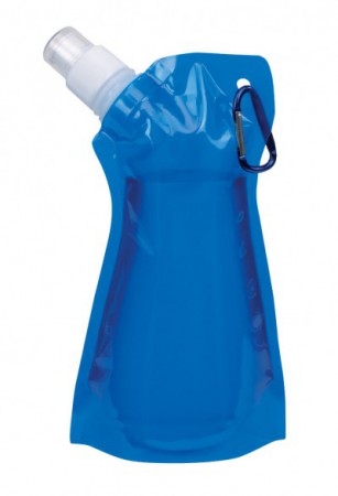 ENVASE FLEXIBLE SIMPLY MAGIC Código: T329 23 x 14 x 3,5 cm. Plástico. Botella de agua con tapón y mosquetón, vacía se puede plegar para ganar espacio, capacidad aproximada 480 ml. Azul