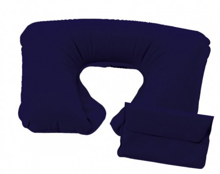 APOYA CABEZA INFLABLE PARA VIAJE CÓDIGO: T88 17,6 x 0,5 x 12 cm Tela símil terciopelo. Con funda. Colores Azul-Plomo