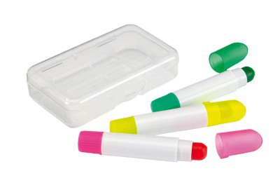 SET DE RESALTADORES "SENSATION" Código: T292 8,5 x 5 x 2 cm Plástico. Set de 3 resaltadores plásticos . Estuche plástico transparente. NO SE SECA. 